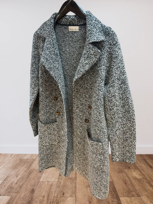 Boucle Knit Coatigan With Double Button Closure