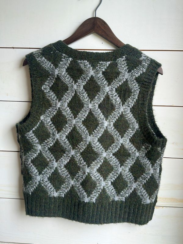 Argyle Pattern Varsity Style Sweater Vest