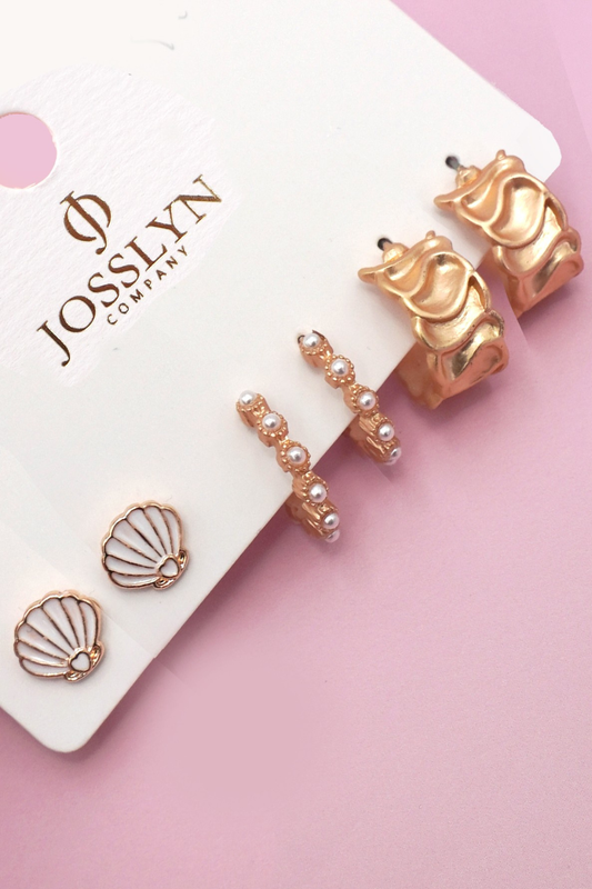 Gold Bow Huggie Earring Set