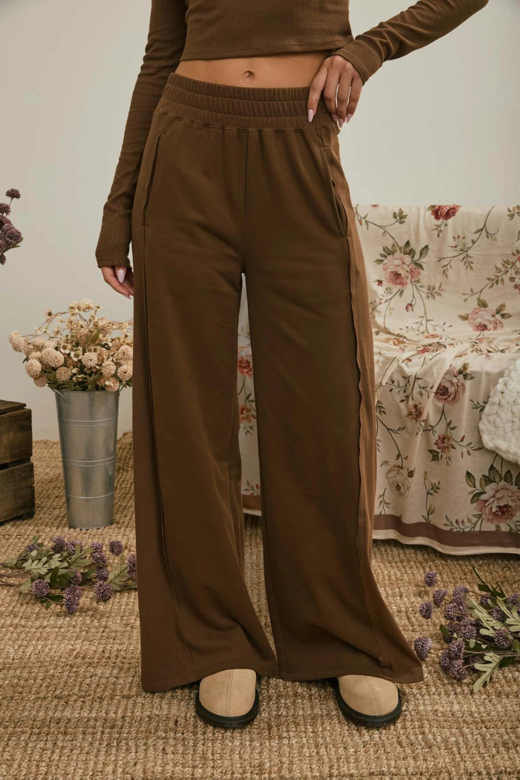 Wide Leg Knit Lounge Pants