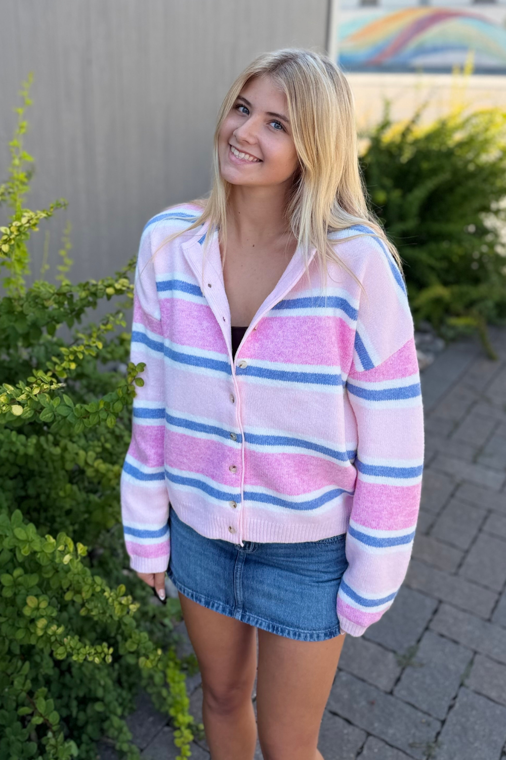 Soft Striped Knit Cardigan