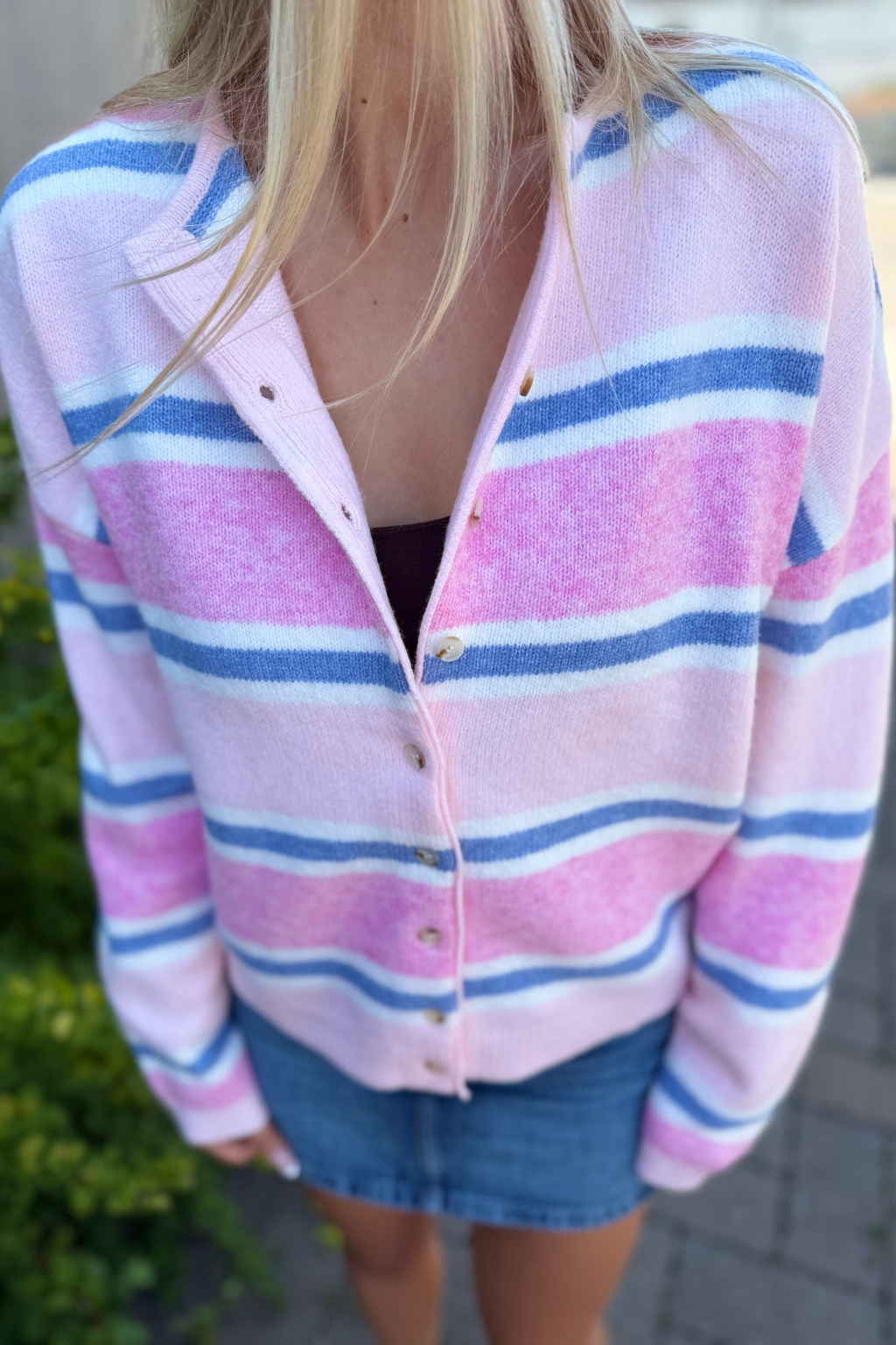 Soft Striped Knit Cardigan