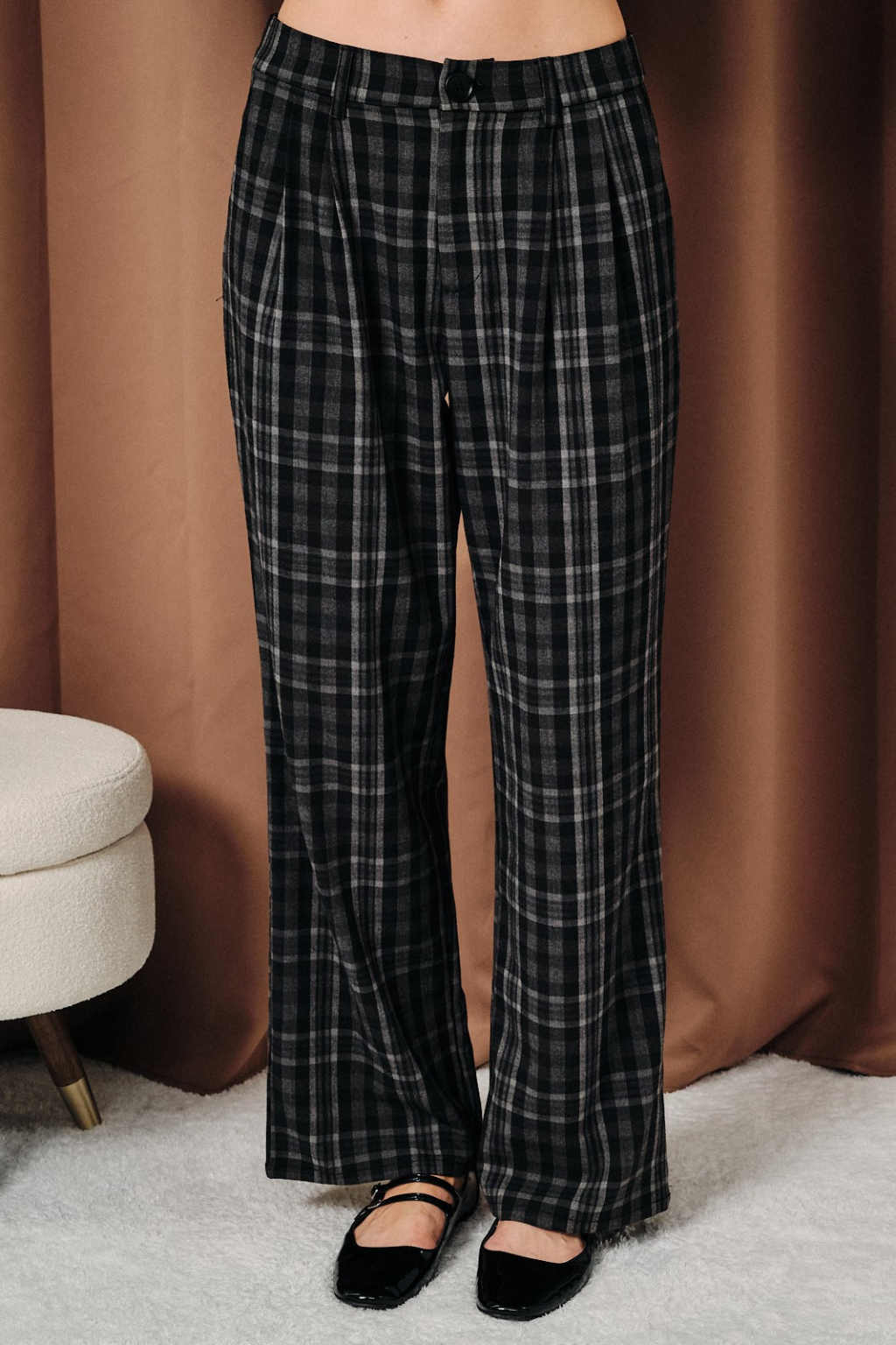 Plaid Wide Leg Trousers