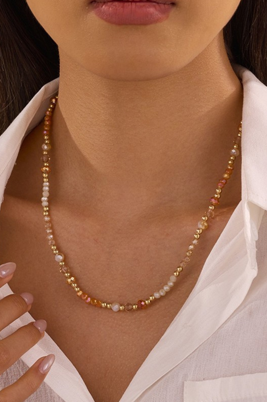 Autumn Crystal Beaded Necklace