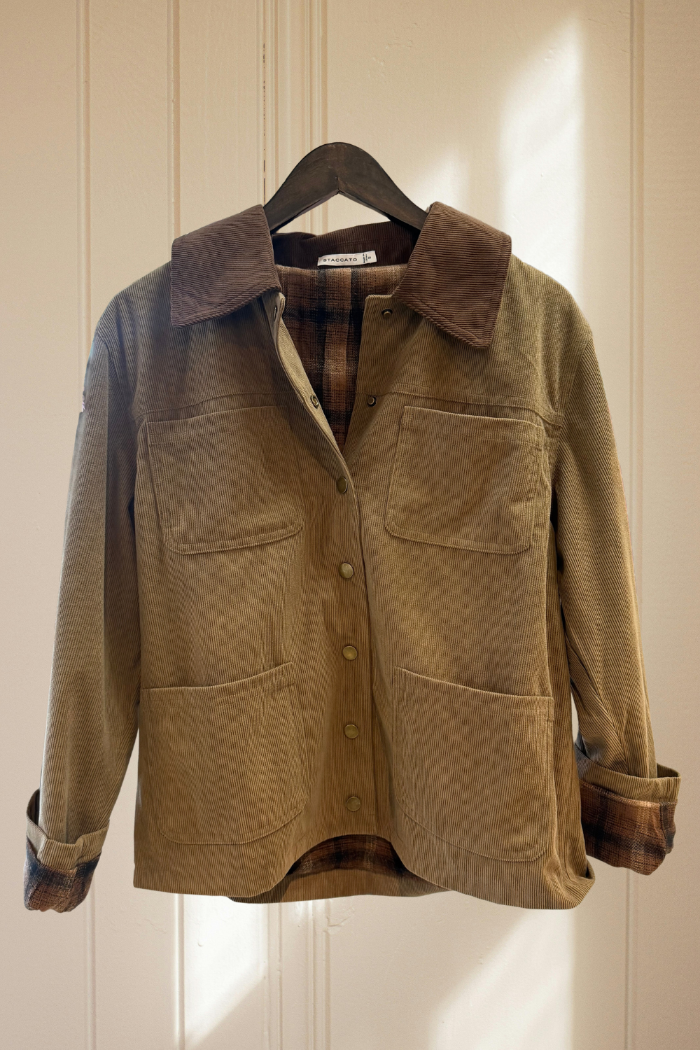 Plaid Lined Corduroy Utility Jacket