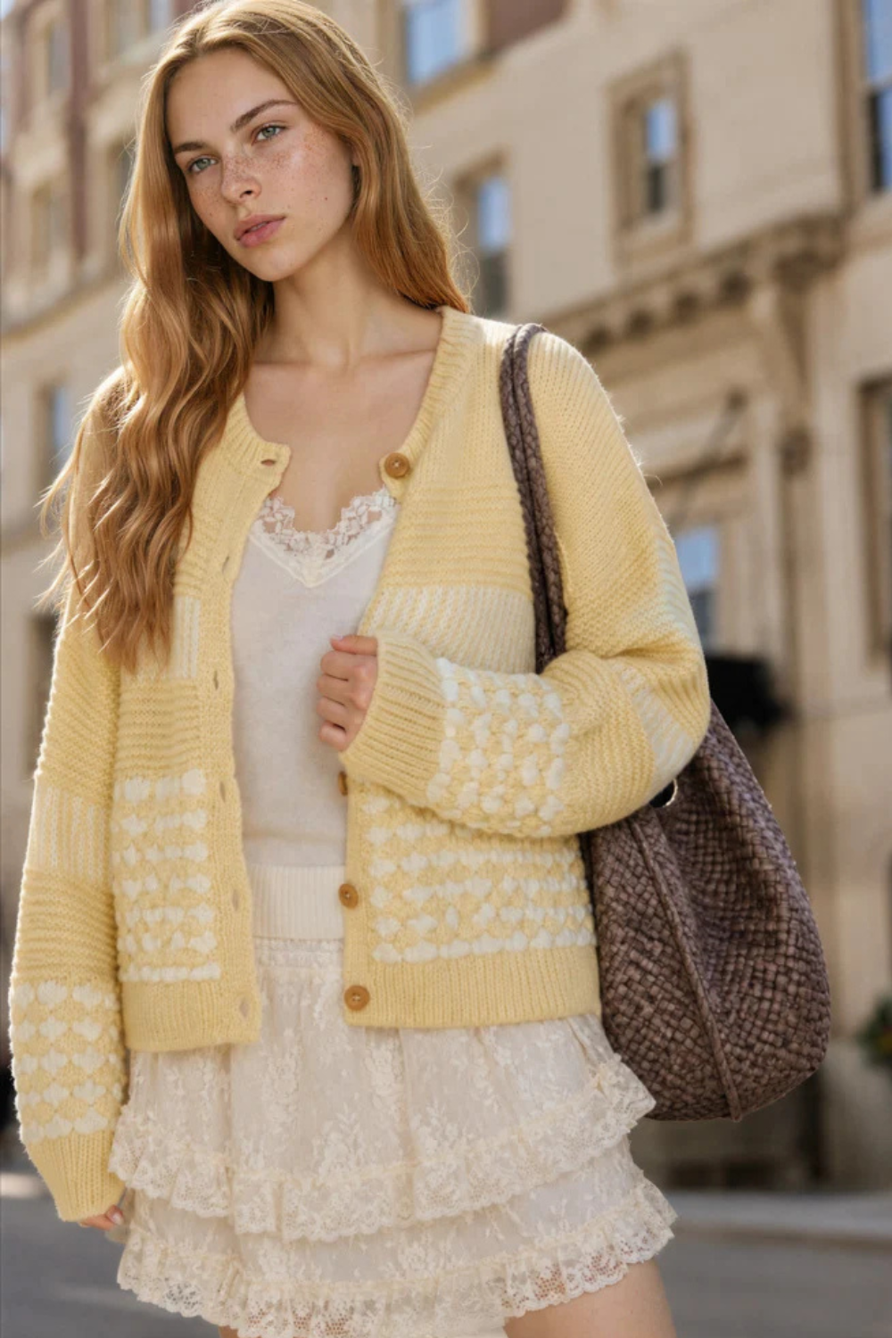 Contrast Stripe Button Cardigan