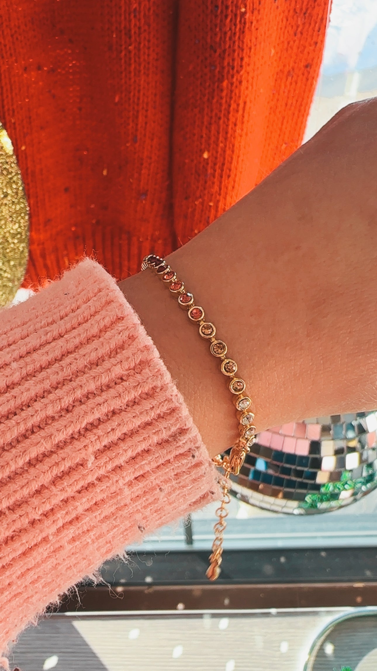 Pink Ombré CZ Gold-Dipped Tennis Bracelet