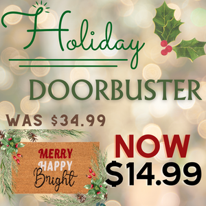 "Merry Happy Bright" Doormat - Natural.