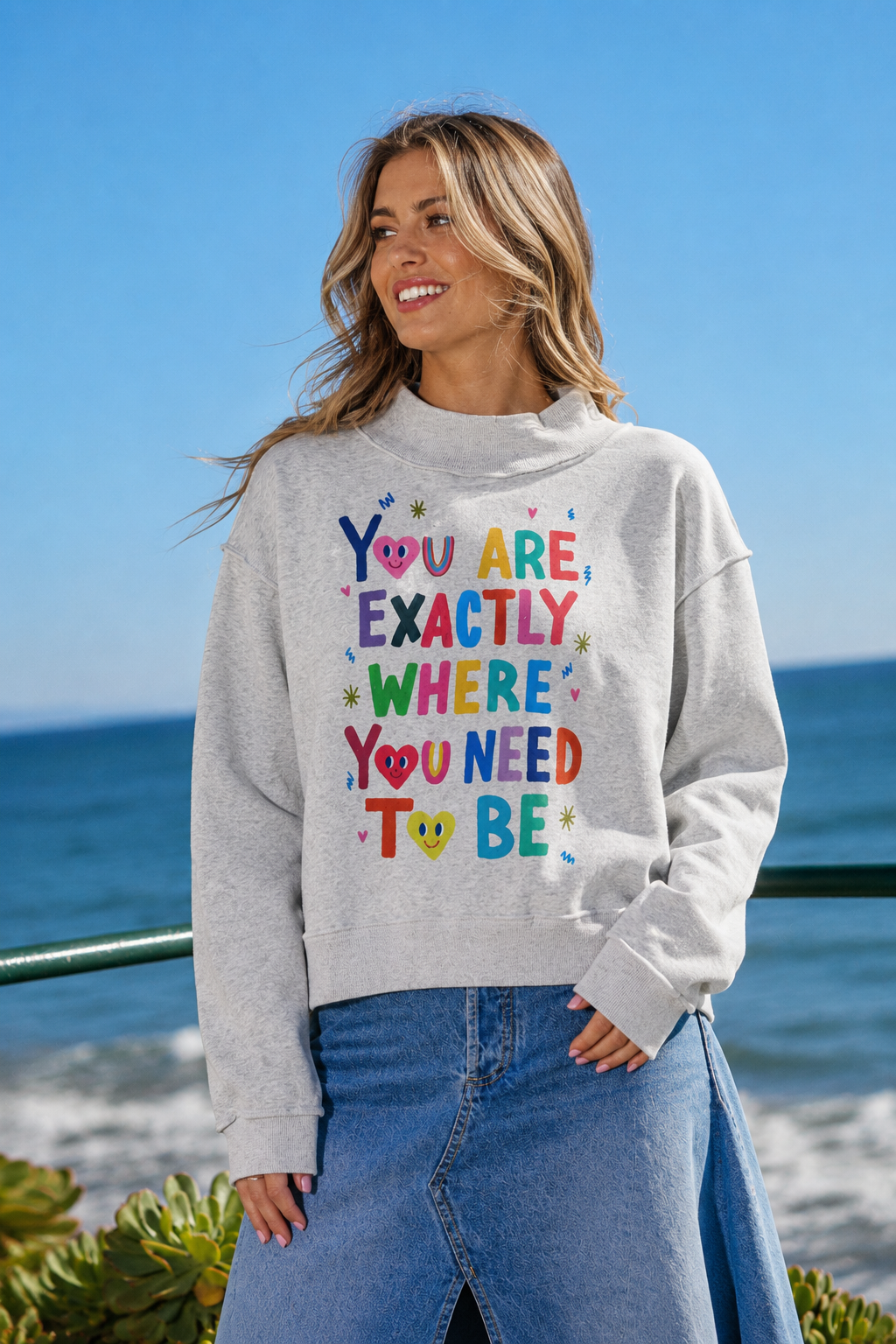 Reversible Graphic Mock Neck Sweatshirt
