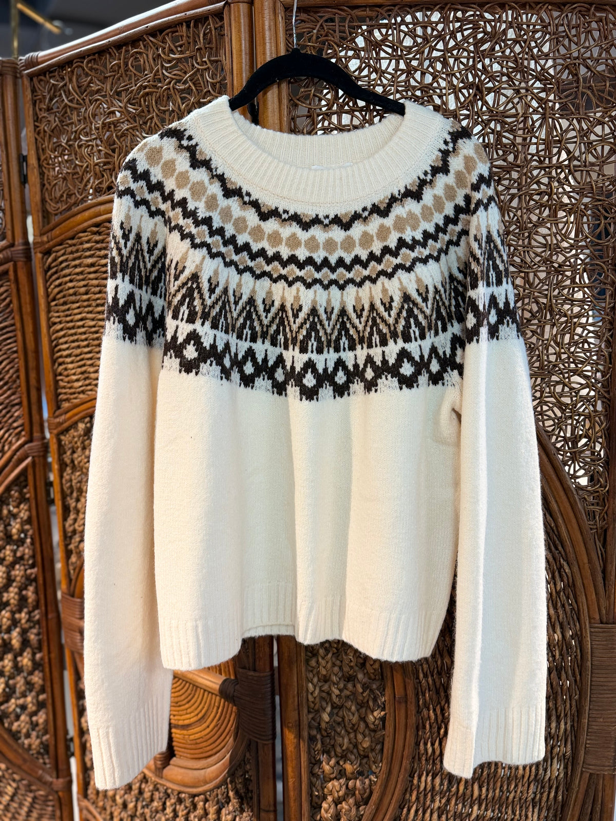Neutral Fair Isle Knit Sweater