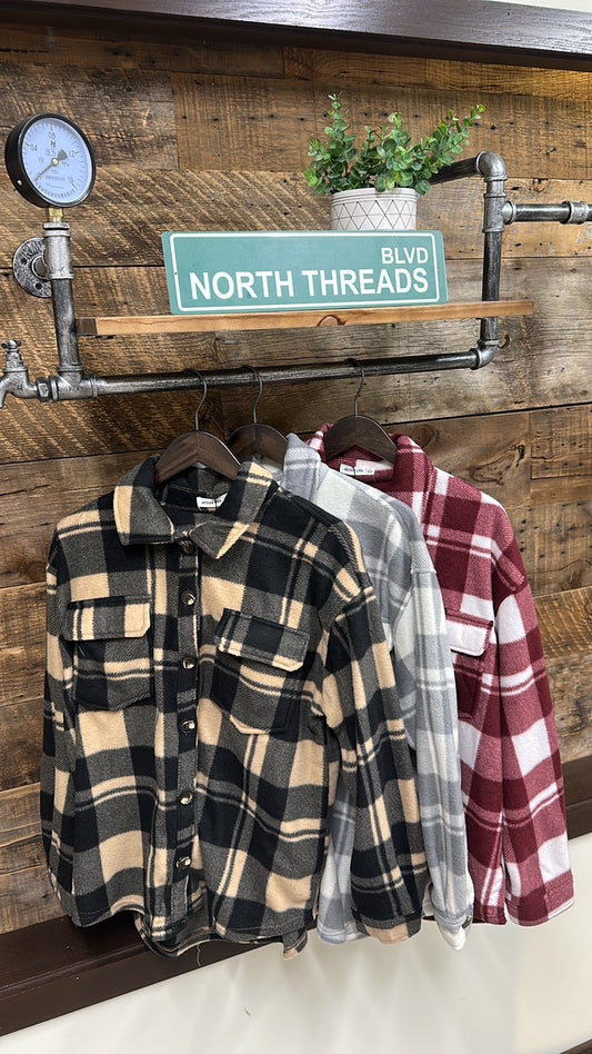 DOORBUSTER: Softly Styled Fleece Shacket- 3 Colors!