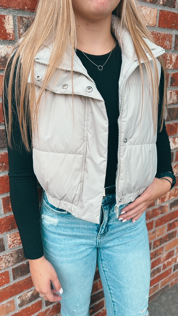 Sights To See Cropped Puffer Vest