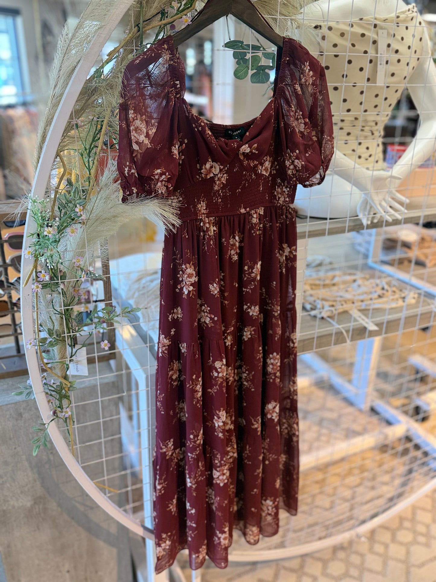 Ditsy Floral Smocked Midi Dress