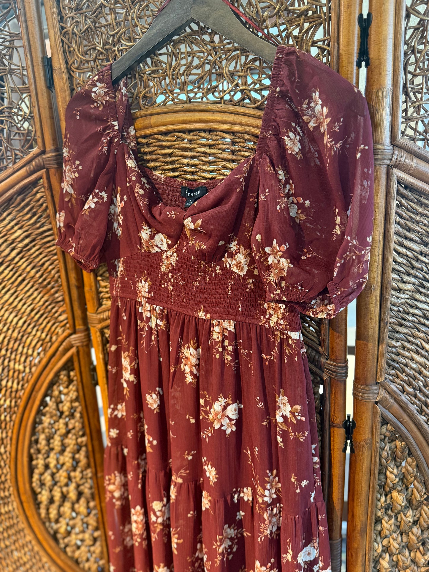 Ditsy Floral Smocked Midi Dress
