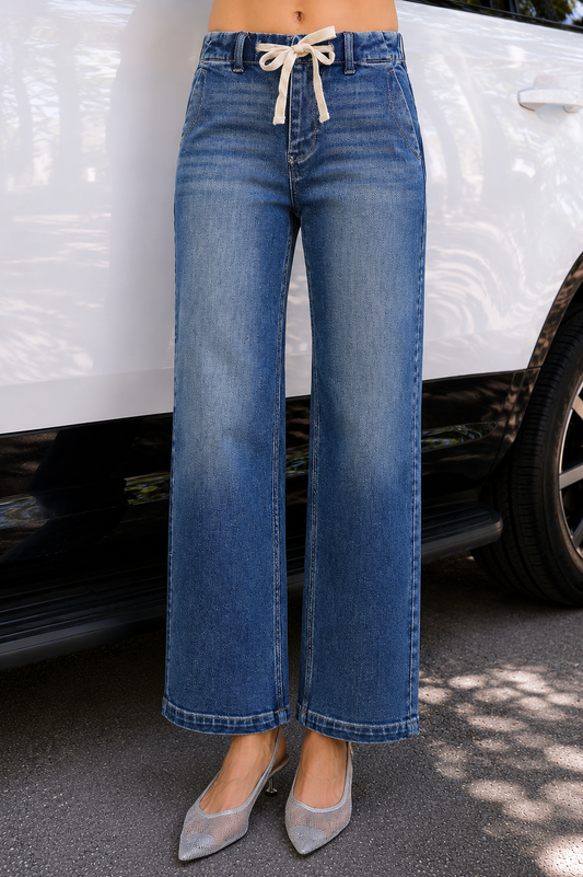 Risen Jeans High Rise Cropped Wide Leg Jeans
