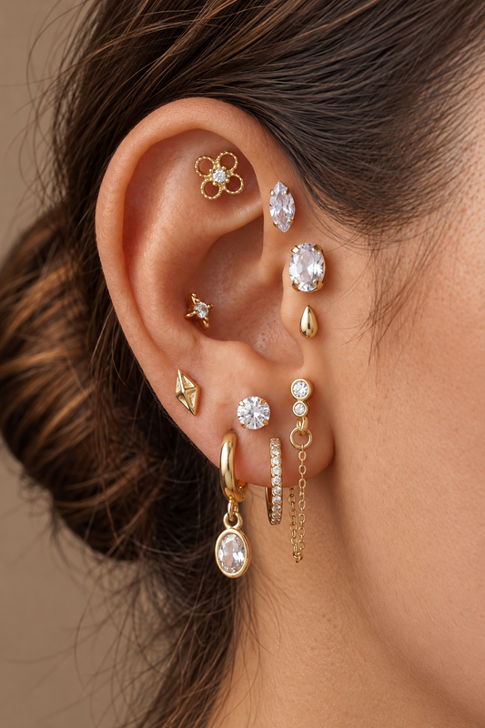 18K Gold Dipped 10 Pair Earring Set
