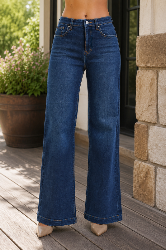 Risen High Rise Long Wide Leg Jeans