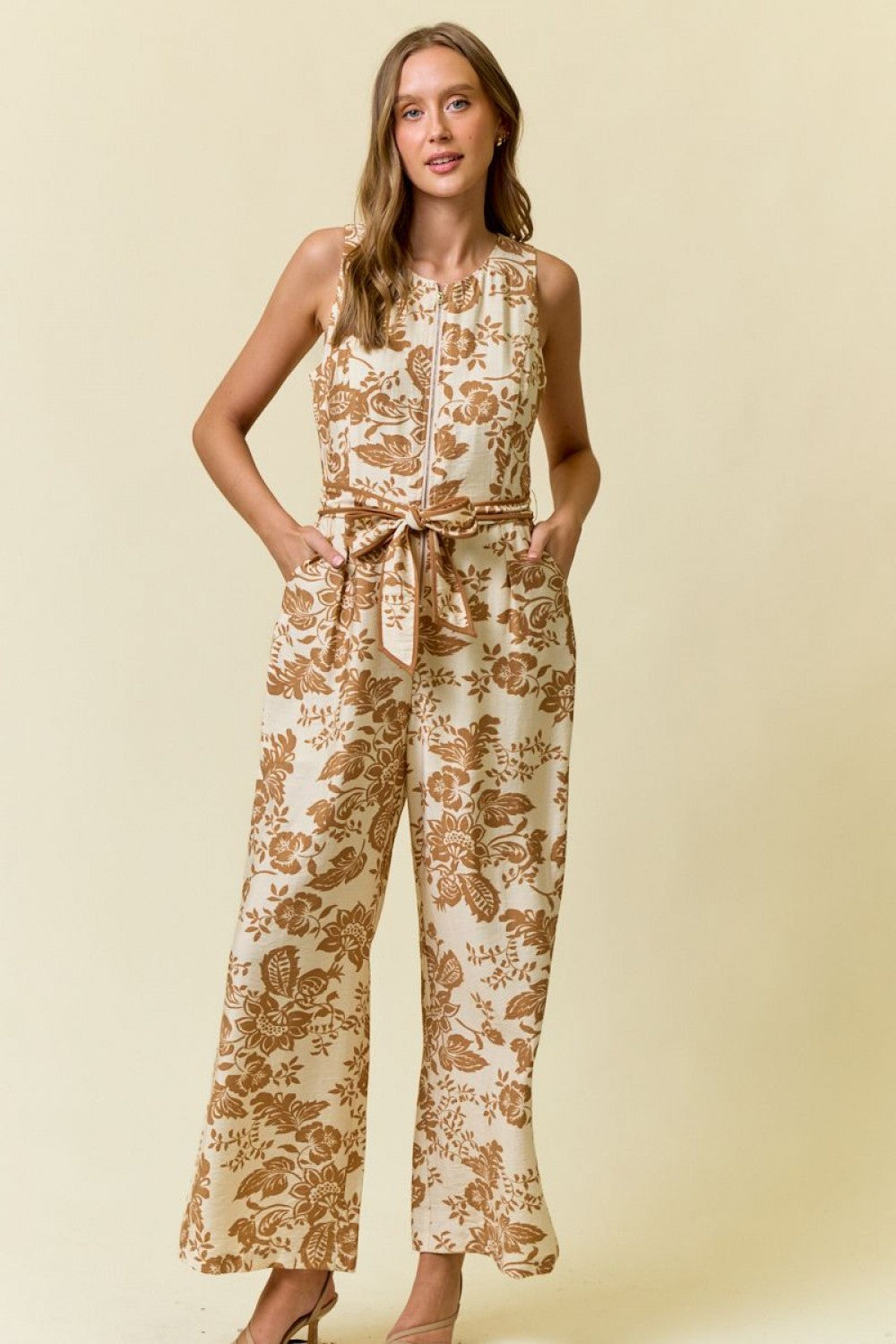 Blooming Blue Floral Sleeveless Jumpsuit- 2 Colors!