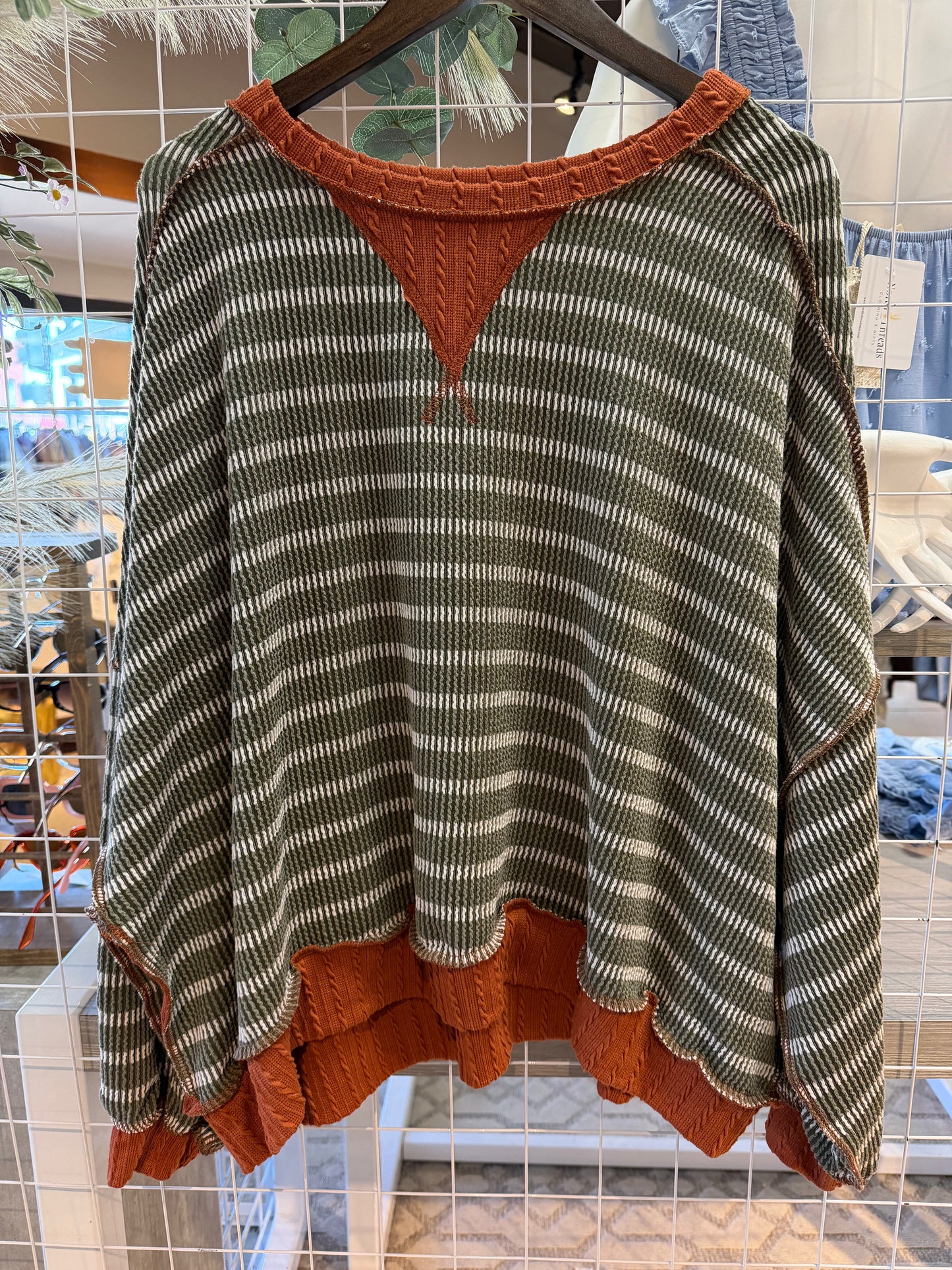 Mixed Texture Stripe Sweater