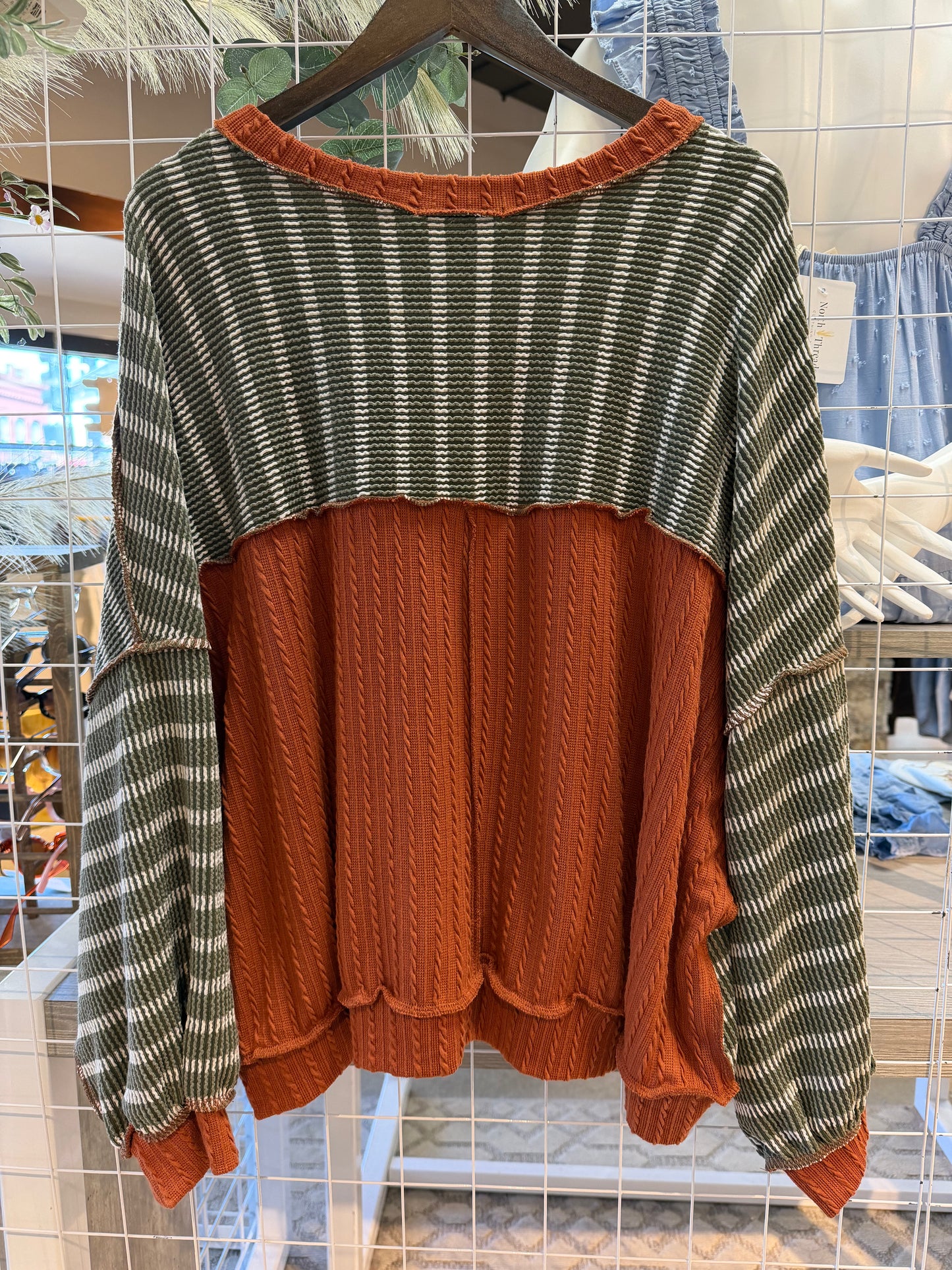 Mixed Texture Stripe Sweater