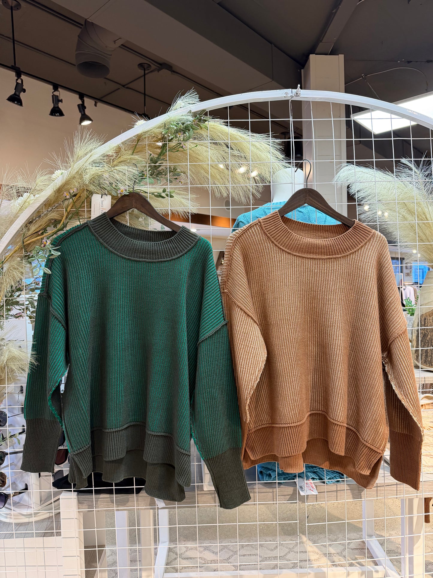 Exposed Seam Two Tone Sweater-2 Colors!