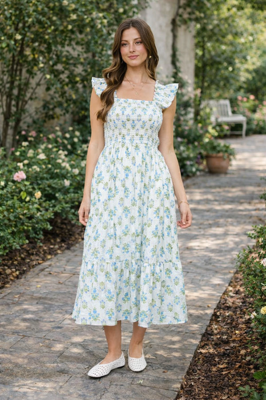 Floral Smocked Midi Dress