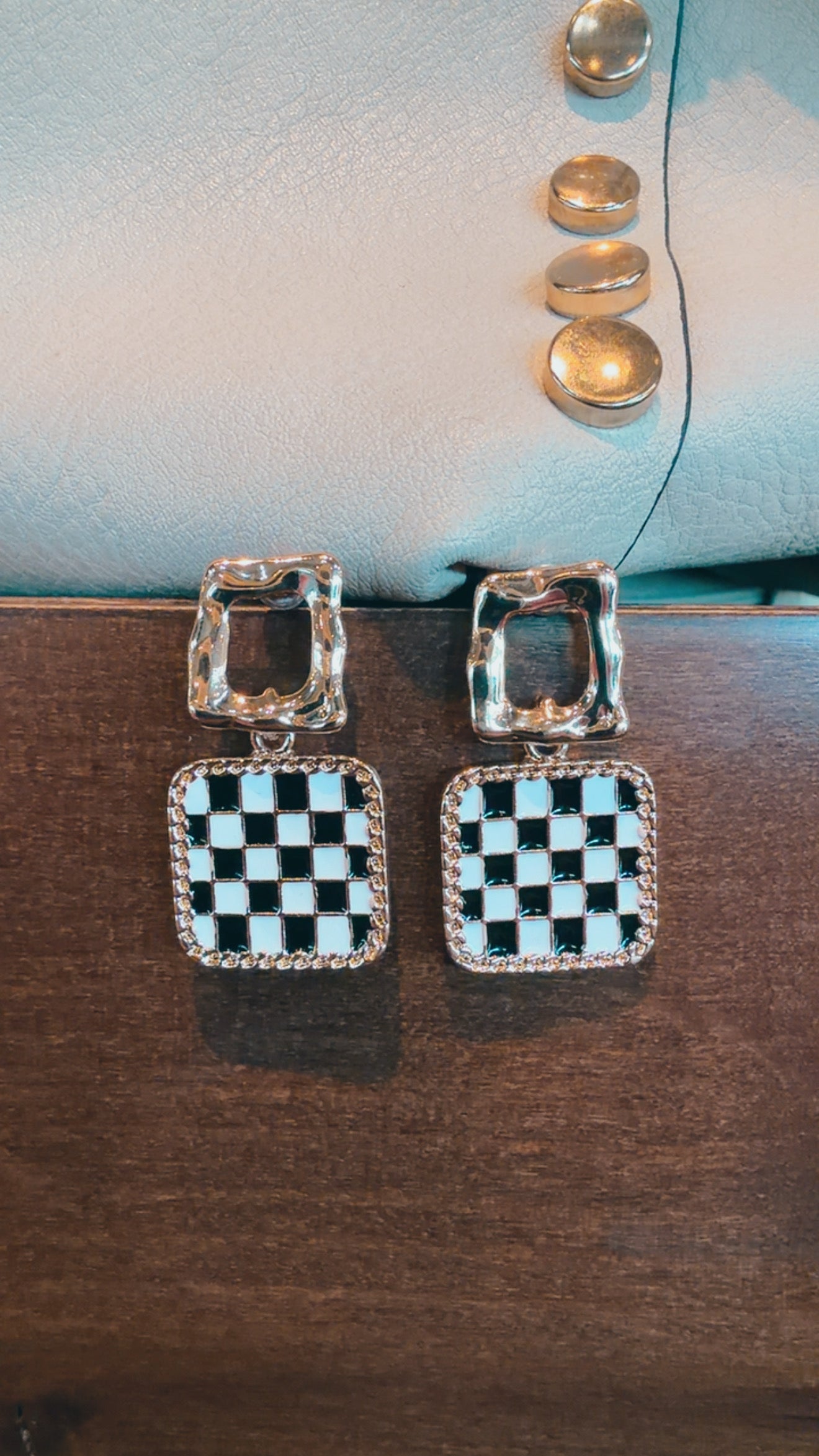 Hypoallergenic Checkered Earring