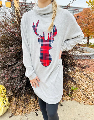 Plaid Deer Sweater Dress.