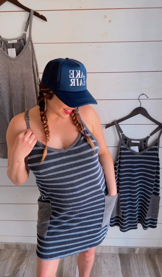 Shoreline Stride Ribbed Romper Dress