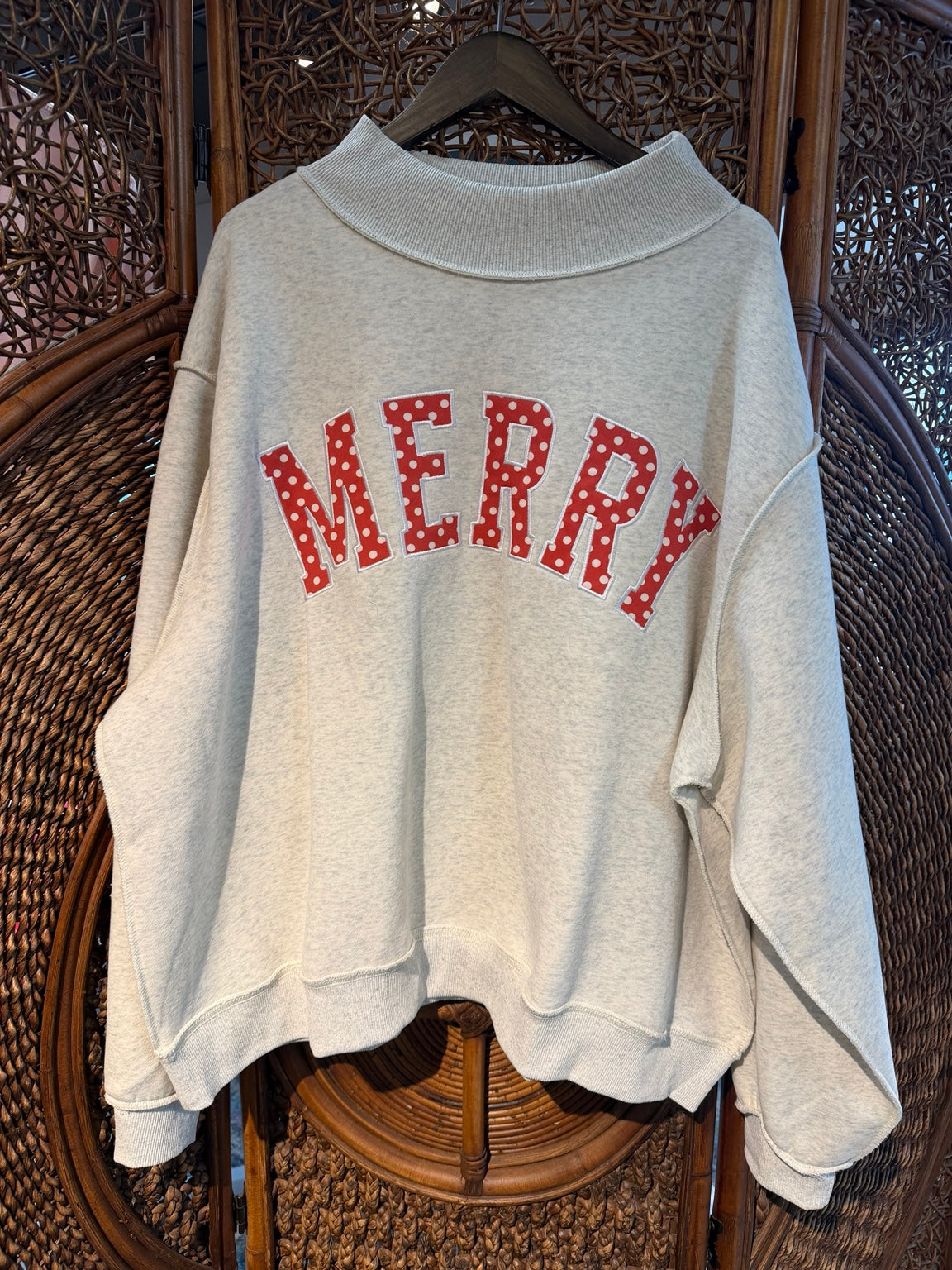 MERRY Varsity Applique Mockneck