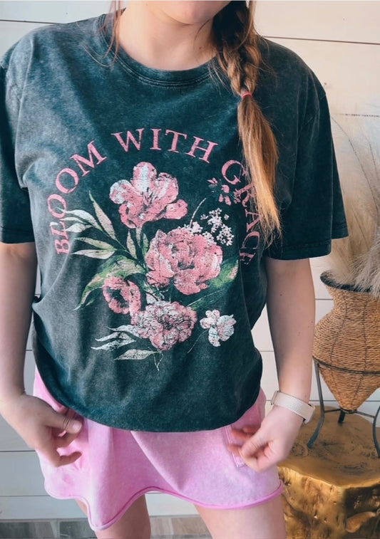 Bloom With Grace Floral Vintage Graphic Tee