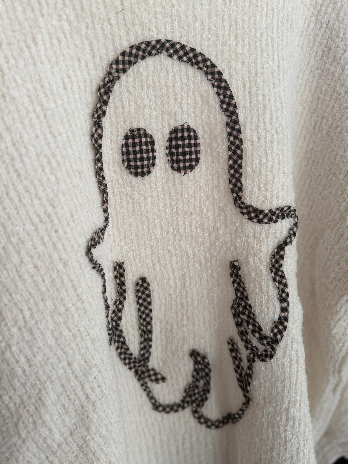 Gingham Ghost Applique Sweater