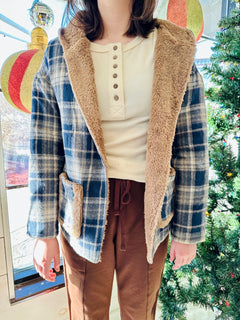 DOORBUSTER Plaid Hooded Flannel- 2 Colors!.