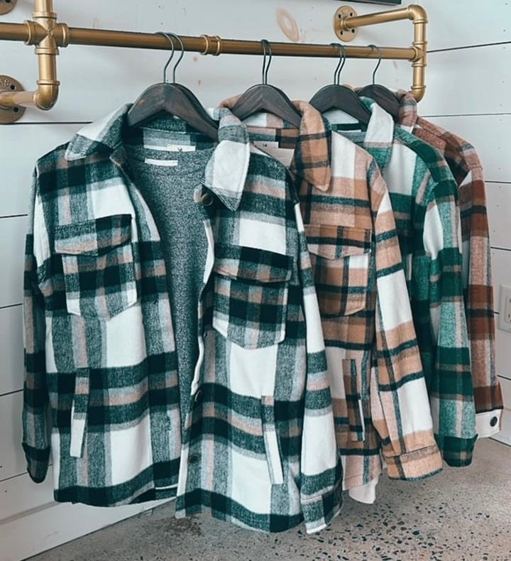 Frontier Charm Relaxed Plaid Shacket- 4 Colors!