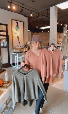 Friday Evening V-Neck Long Sleeve Knit Top- 2 Colors!