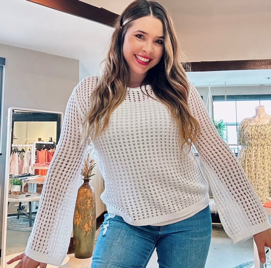 Sail Away Hollow Out Long Sleeve Top-3 Colors!