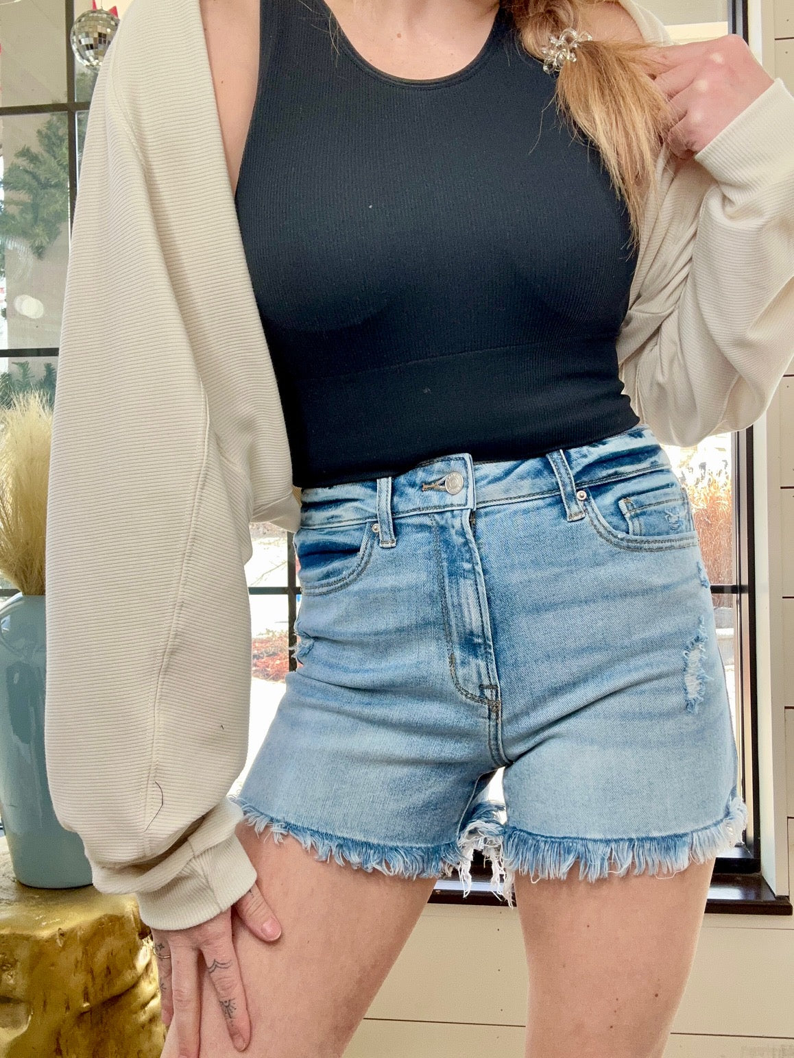 Soraya Frayed Hem Denim Shorts- 2 Colors! - North Threads