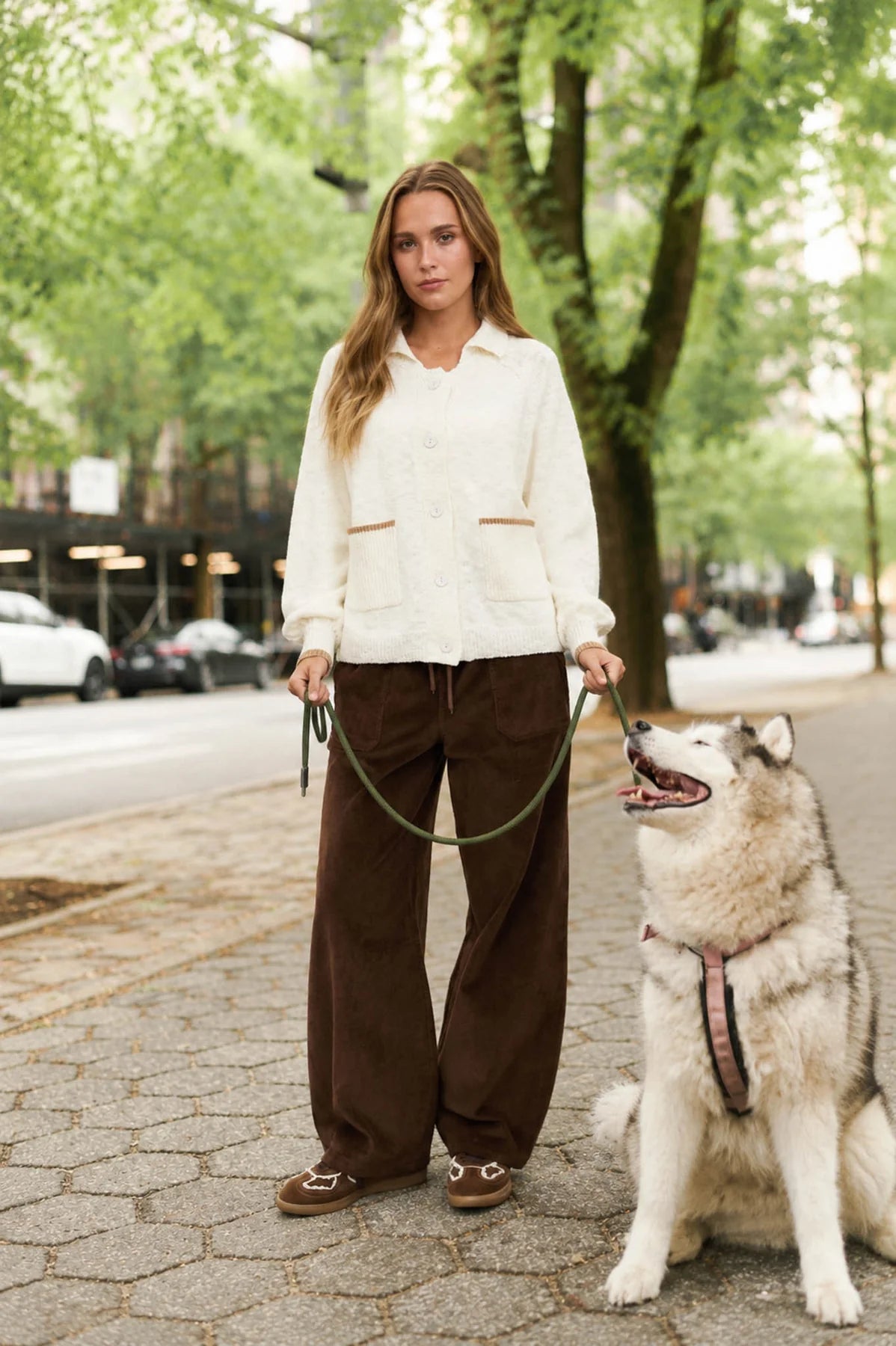 Puppy Jacquard Knit Cardigan
