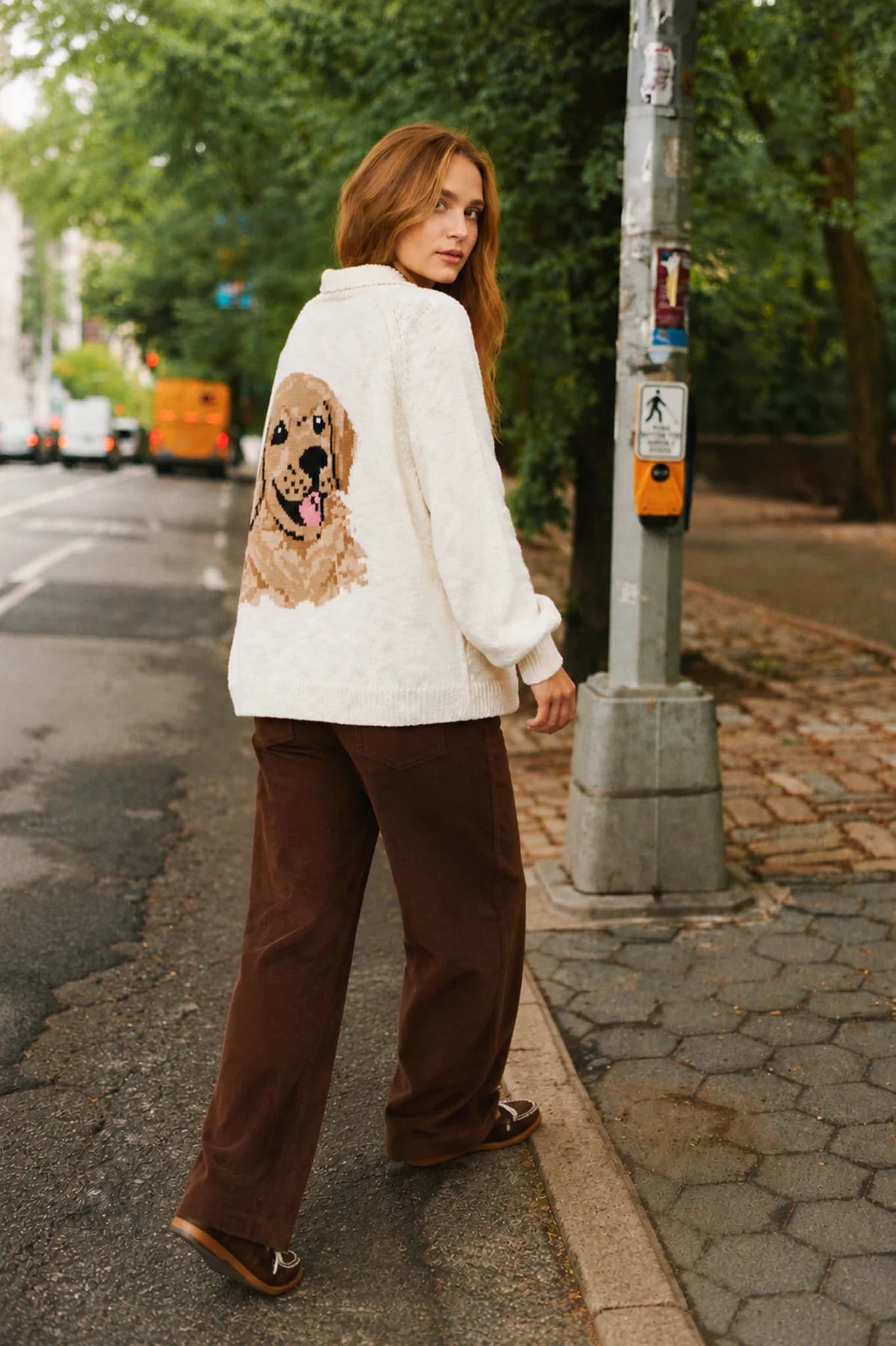 Puppy Jacquard Knit Cardigan