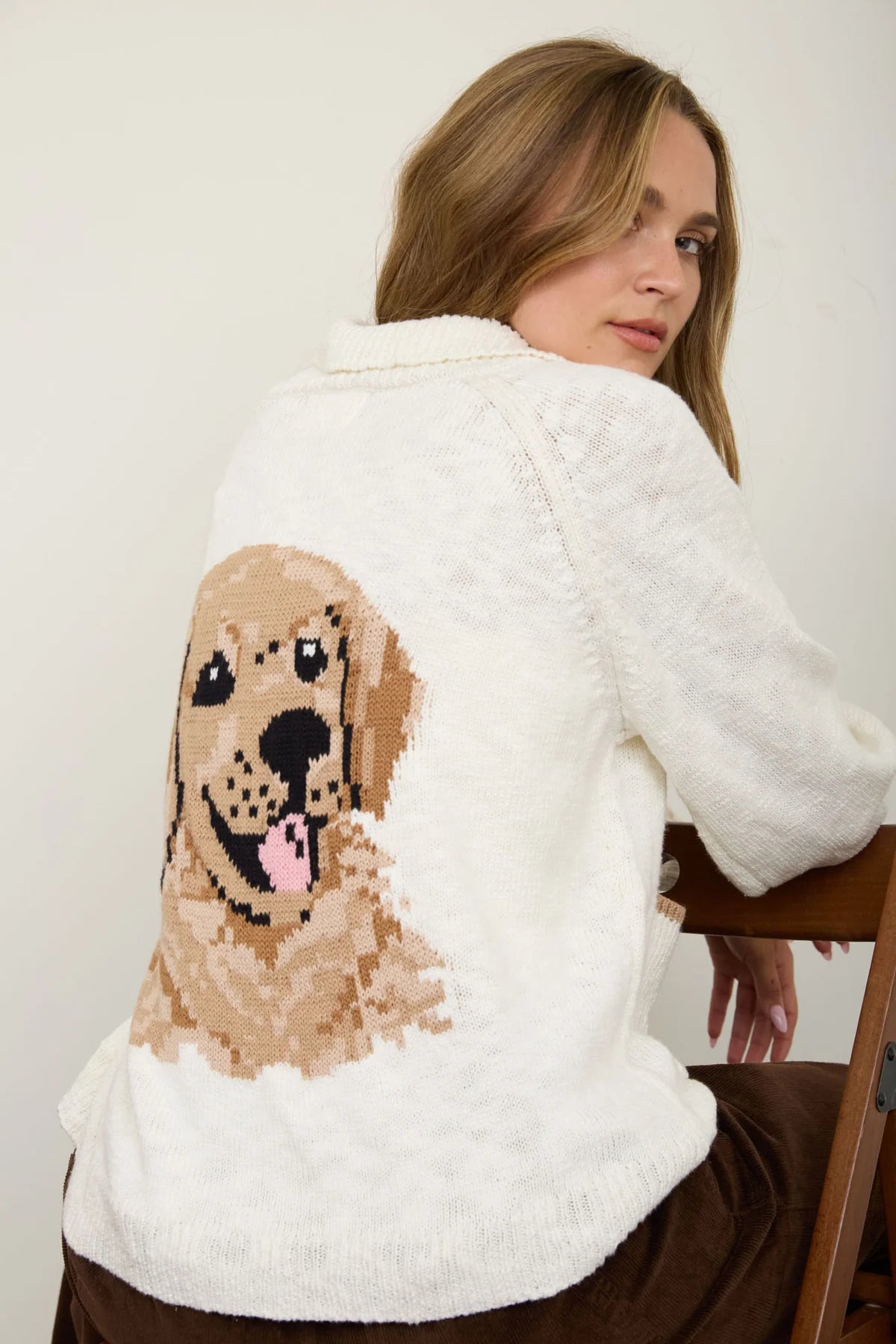 Puppy Jacquard Knit Cardigan