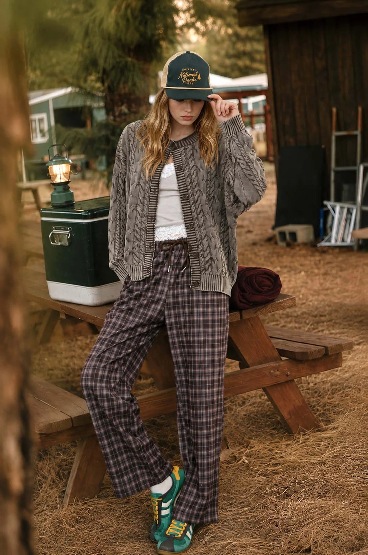 Washed Cable Knit Cardigan