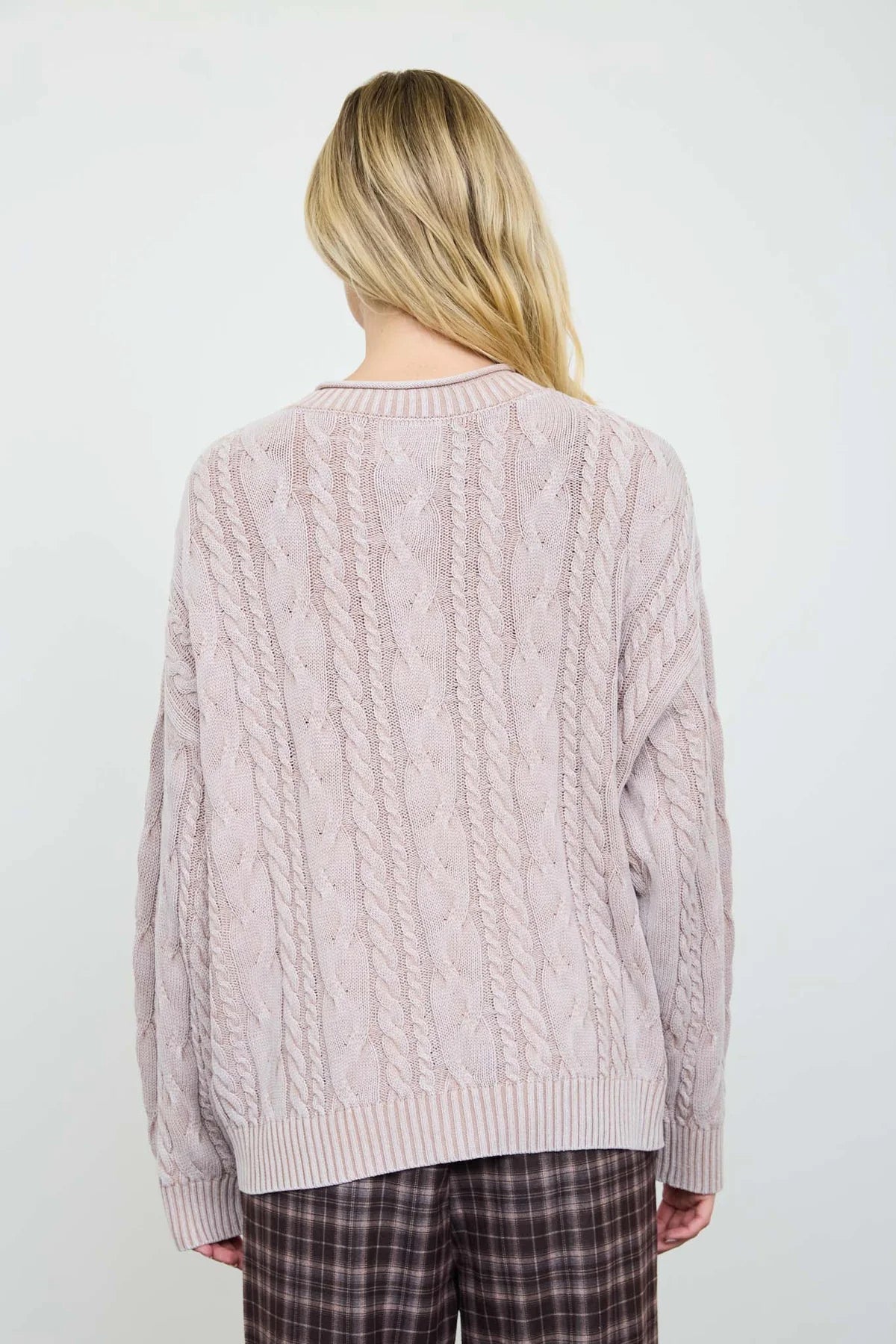 Washed Cable Knit Cardigan