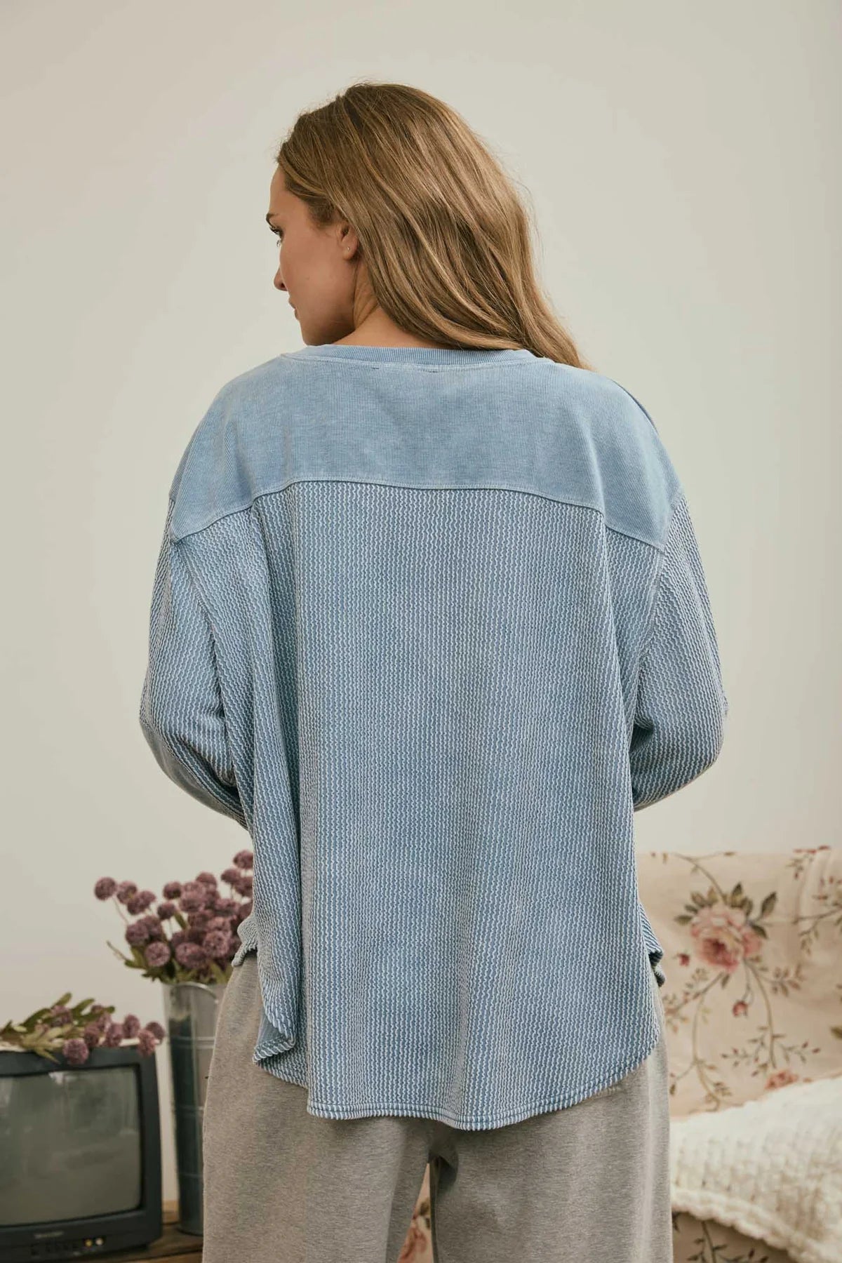 Patchwork Waffle Knit Top