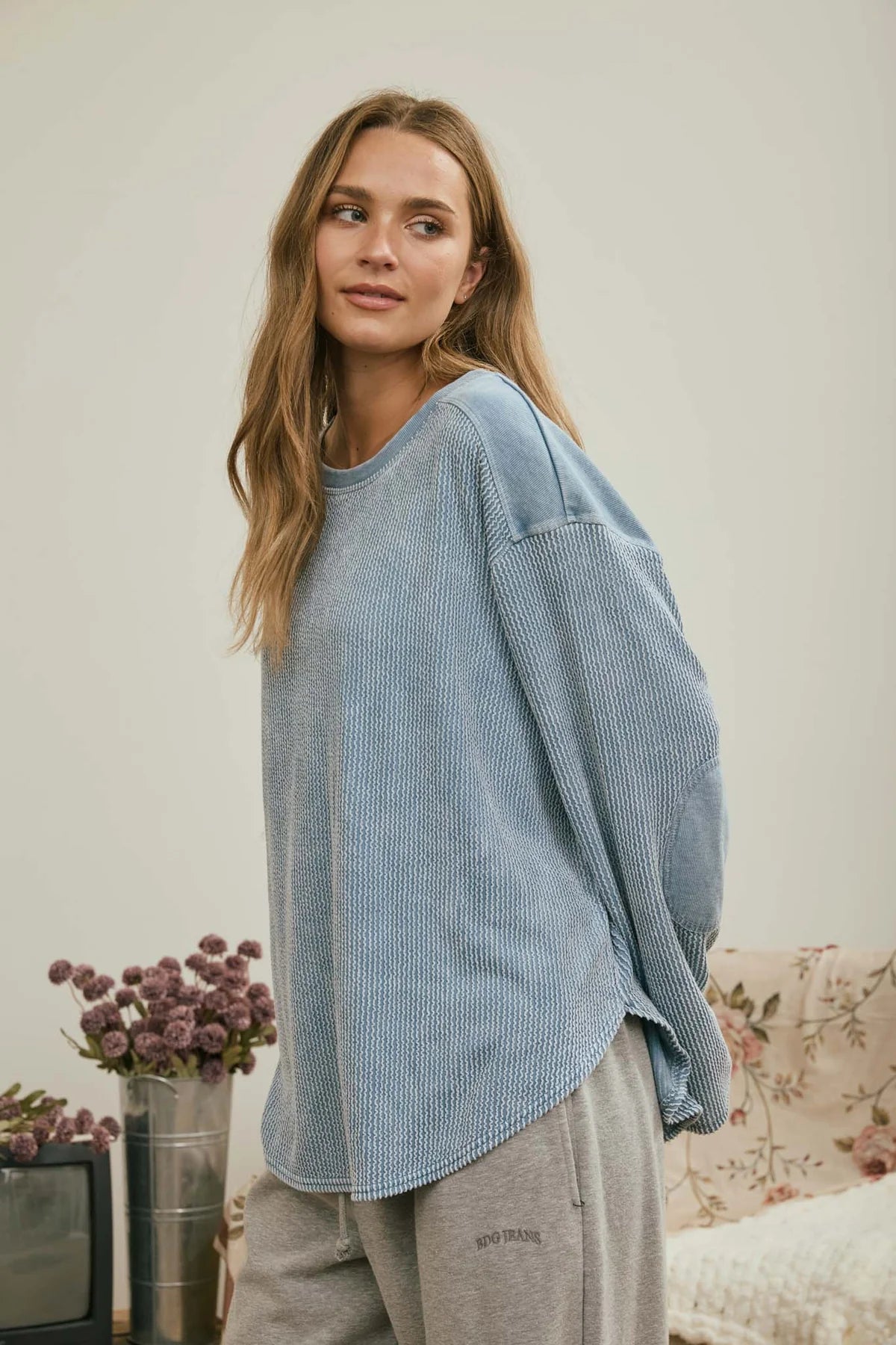 Patchwork Waffle Knit Top