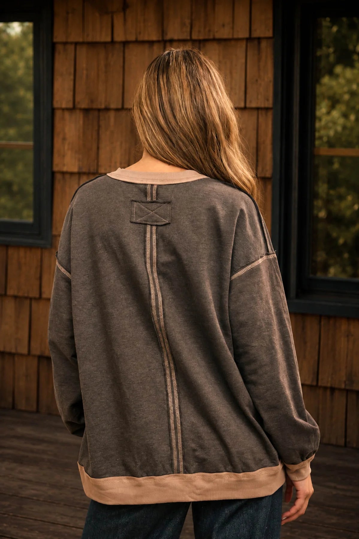 Contrast Rib Relaxed Knit Top