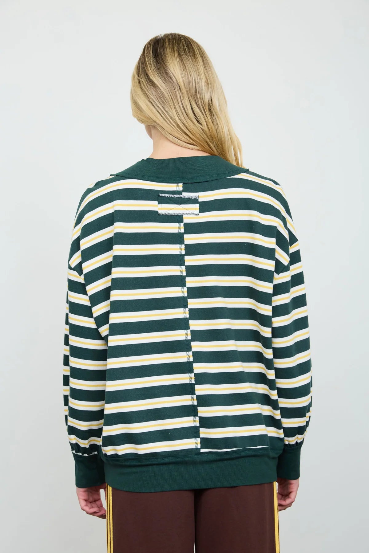 Striped Contrast Trim Long Sleeve Top