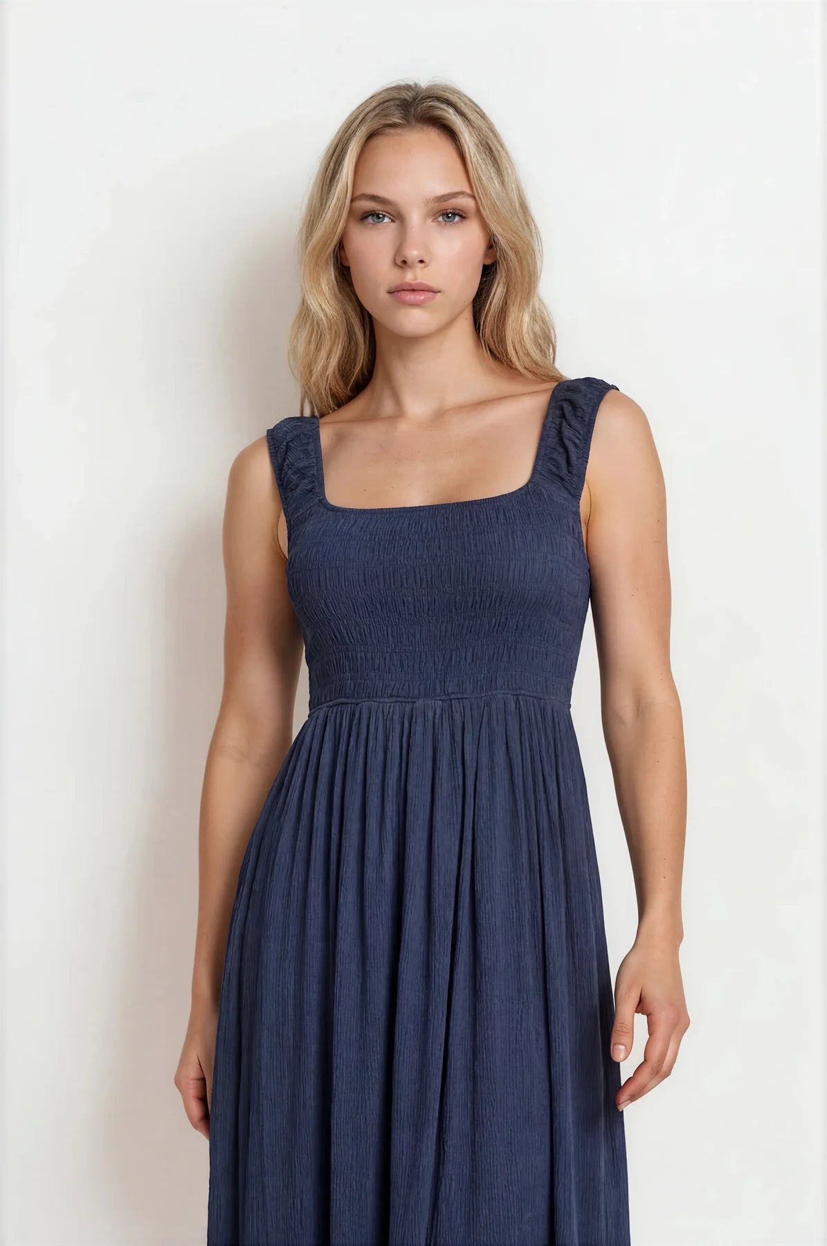 Smocked Crinkle Plisse Dress