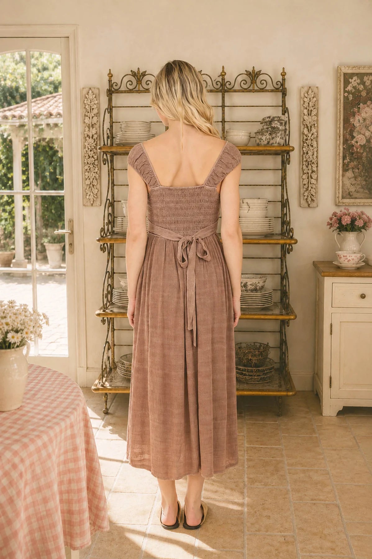 Smocked Crinkle Plisse Dress