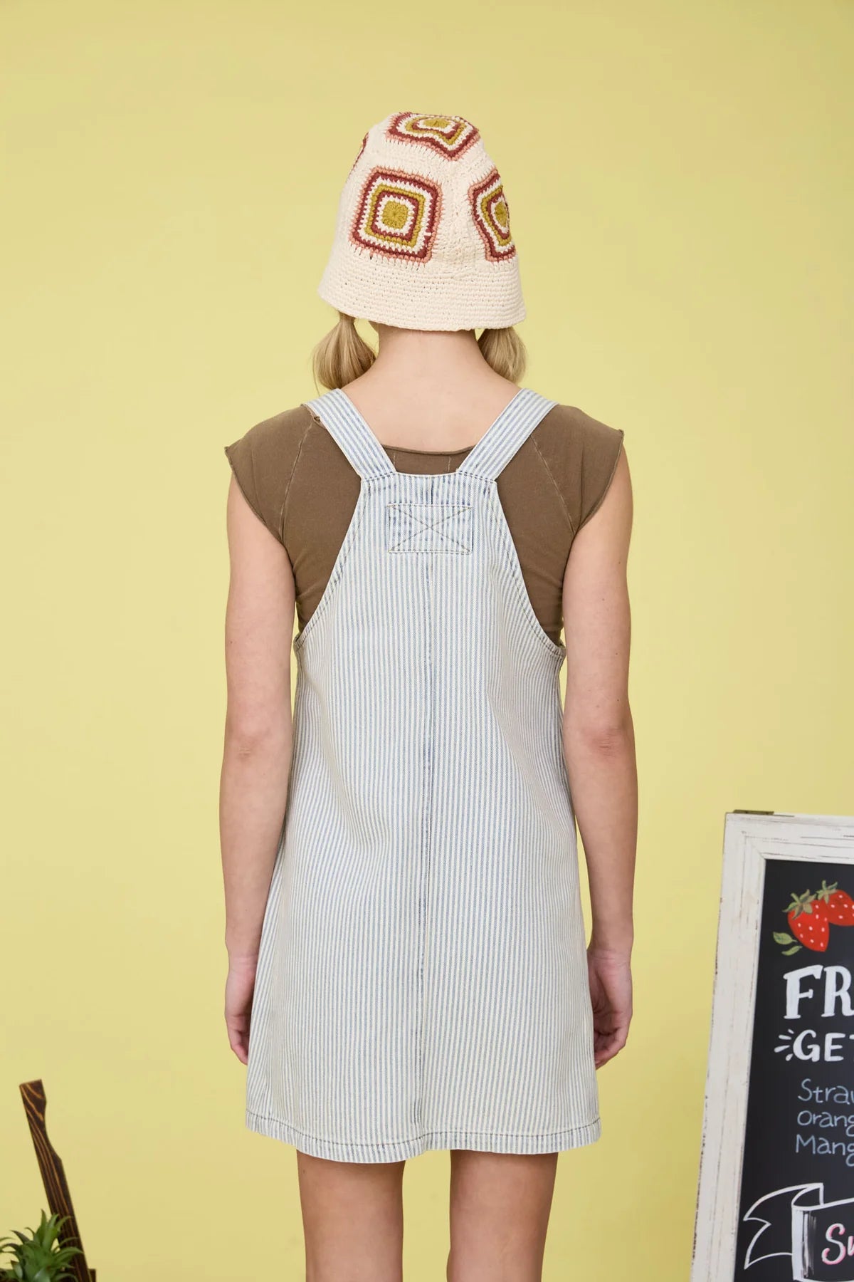 Striped Denim Overall Dress