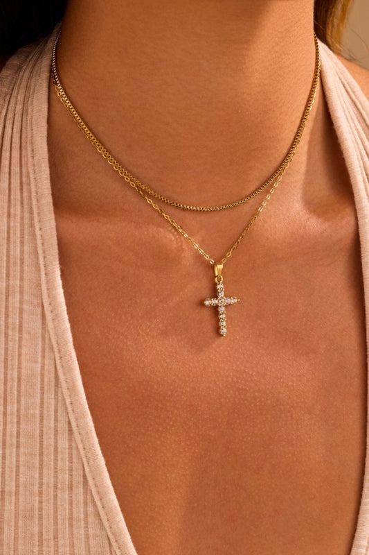 18K Gold Layered Cross Necklace